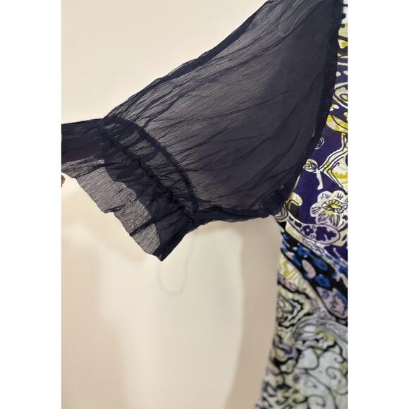 Alberto Mikali Abstract Print Beaded Short Sleeve Top Size Small NWT - Picture 9 of 10